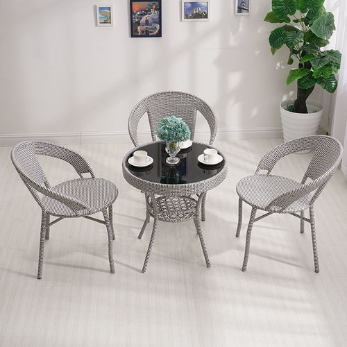 藤椅三件套陽(yáng)臺(tái)戶外小茶幾桌椅組合簡(jiǎn)約休閑室外庭院藤椅子靠背椅