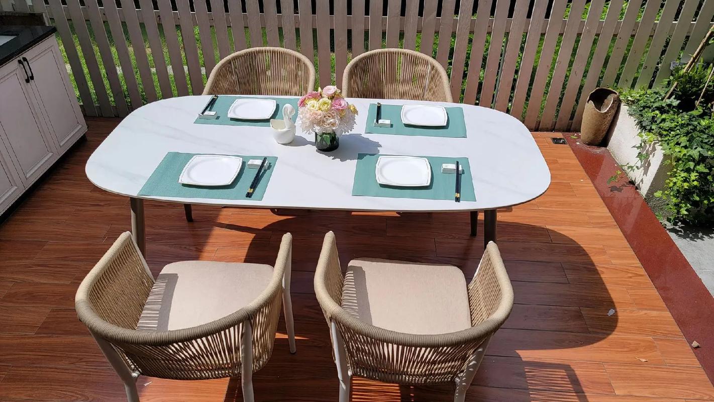 藤椅露臺(tái)防水巖板大理石餐桌椅廠(chǎng)家接定制 .產(chǎn)品材質(zhì)介紹: 椅